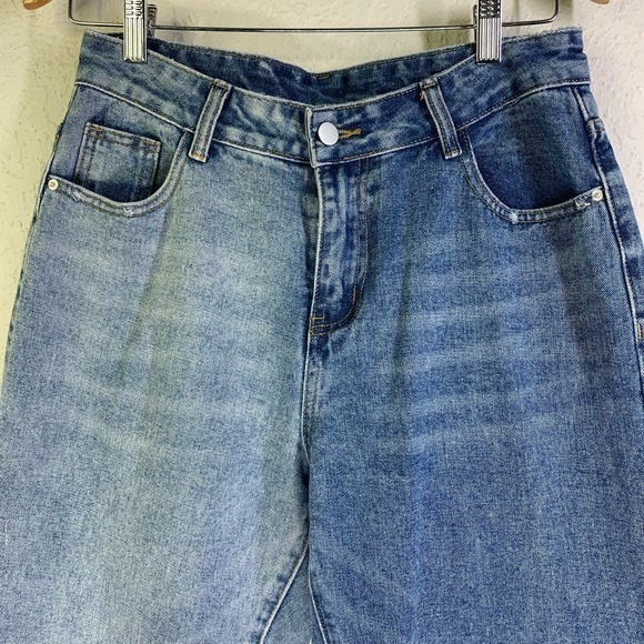 PRINCESS POLLY Trader Two Tone Wide Leg High Rise Frayed Denim Jeans NWT NFR - Picture 5 of 16